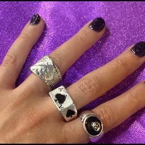 3 Stackable Casino Punk Rock Rings